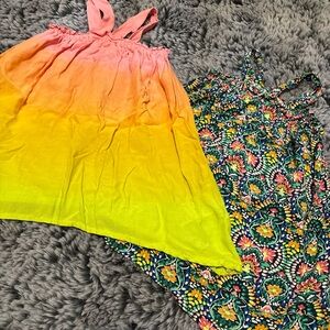 Old Navy Kids Dress bundle - Pink and Yellow Ombre, & Multicolor Floral